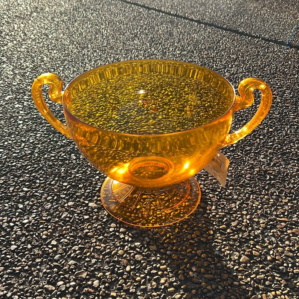 Target Amber Two-Handled Glass Pedestal Bowl